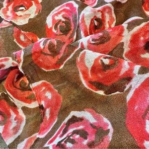 Brown and Red Floral Scarf